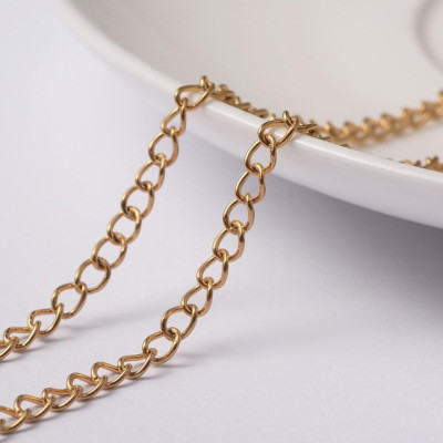 Smooth Curb Extension Chain 4 mm Gold Plated Stainless Steel