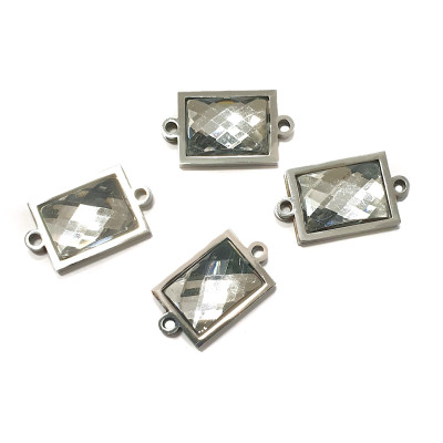 Connector with Crystal surgical steel color stone