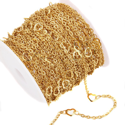 Chain with hearts 2 color options surgical steel