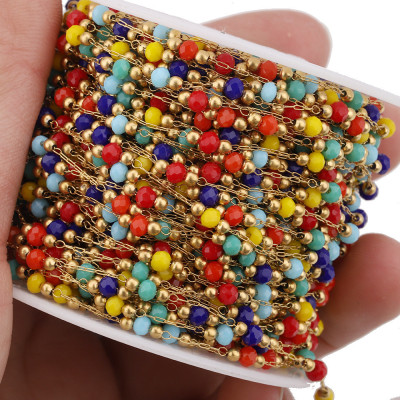 Chain with beads, 4 color variants, surgical steel, gold galvanization