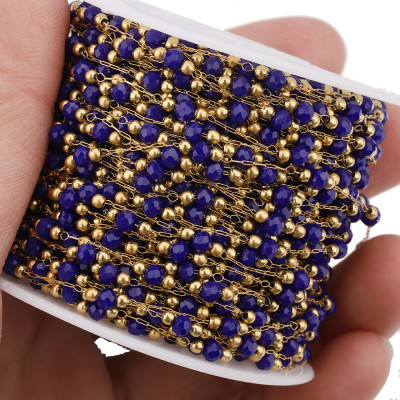 Chain with beads, 4 color variants, surgical steel, gold galvanization