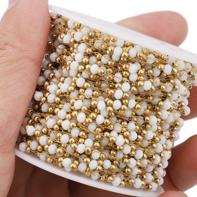 Řetízek s korálky 4 barevné varianty chirurgická ocel zlatá galvanizace