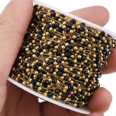 Řetízek s korálky 4 barevné varianty chirurgická ocel zlatá galvanizace