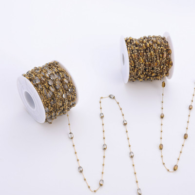 Chain with rectangular stone, surgical steel, gold plating