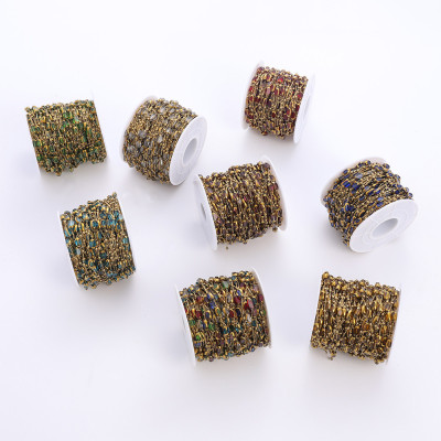 Chain with rectangular stone, surgical steel, gold plating