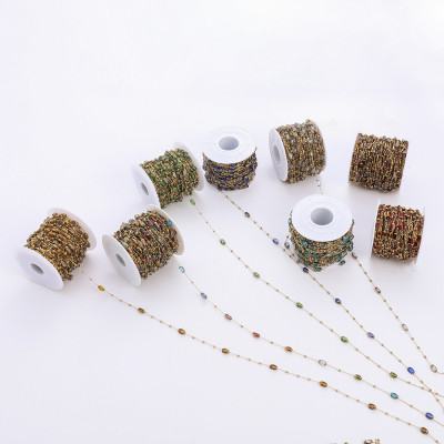 Chain with rectangular stone, surgical steel, gold plating