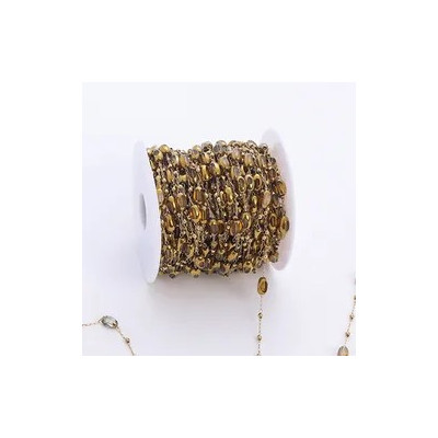 Chain with rectangular stone, surgical steel, gold plating