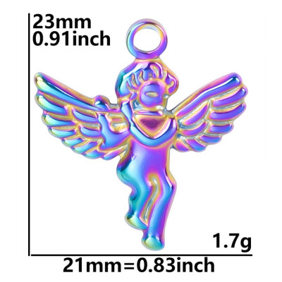 Angel pendant with a heart, surgical steel, 3 color variants