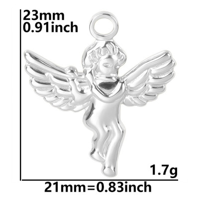 Angel pendant with a heart, surgical steel, 3 color variants