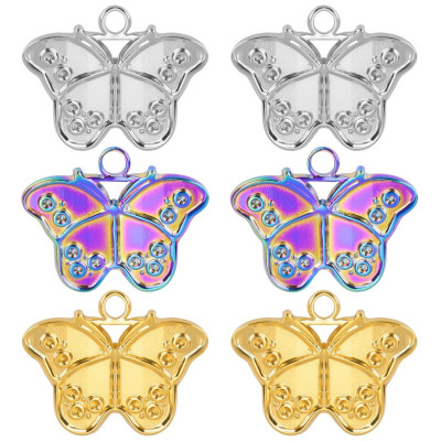 Butterfly pendant, 3-color variants, surgical steel