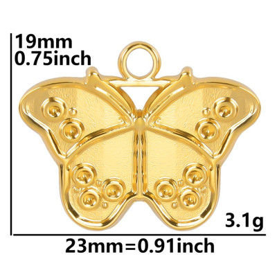 Butterfly pendant, 3-color variants, surgical steel