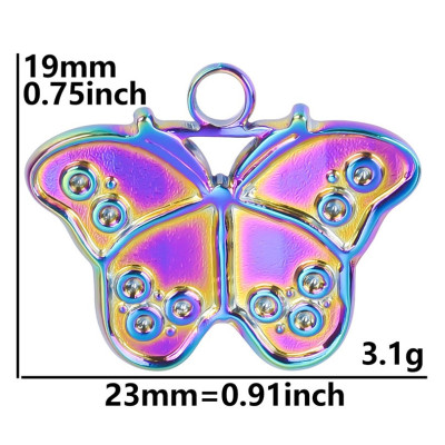 Butterfly pendant, 3-color variants, surgical steel