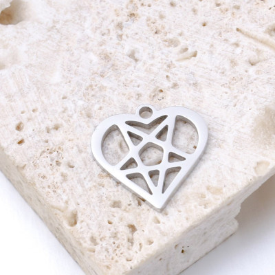 Heart pendant with Star of David surgical steel