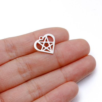 Heart pendant with Star of David surgical steel