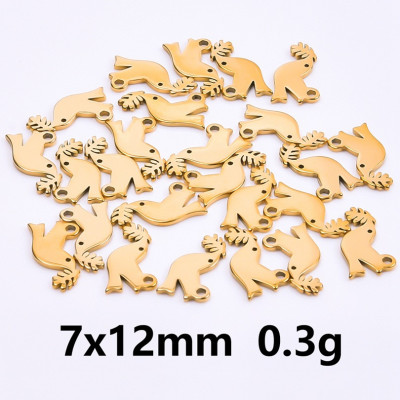 Small bird pendant with a light bulb, surgical steel