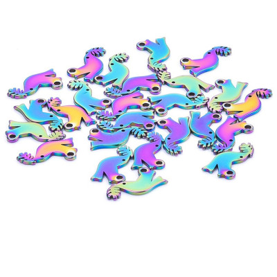 Small bird pendant with a light bulb, surgical steel