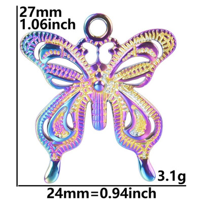 Butterfly pendant three color combinations surgical steel