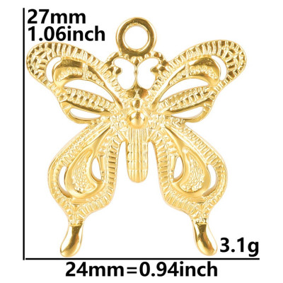 Butterfly pendant three color combinations surgical steel