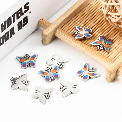 Butterfly pendant WITH COLORED ENAMEL surgical steel