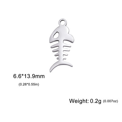Surgical steel fish skeleton pendant