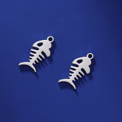 Surgical steel fish skeleton pendant