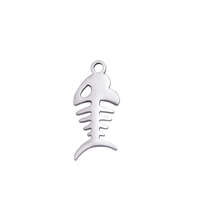 Surgical steel fish skeleton pendant