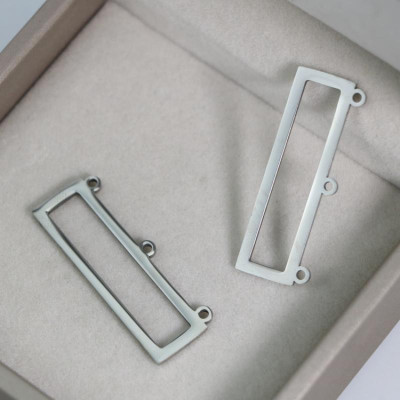 Connector rectangle with three eyelets, surgical steel