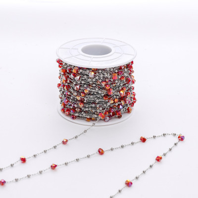 Chain with crystal stones, surgical steel, 4 color options
