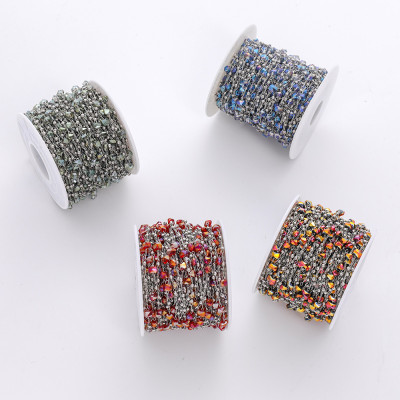 Chain with crystal stones, surgical steel, 4 color options