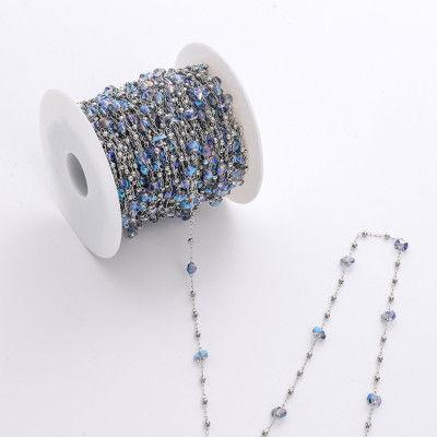 Chain with crystal stones, surgical steel, 4 color options