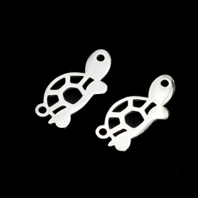 Connector or pendant turtle two color variants surgical steel