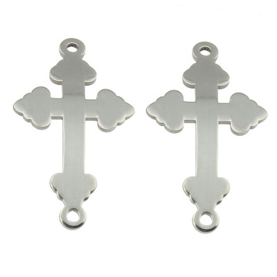 Curved cross connector, cloverleaf shoulder termination, surgical steel