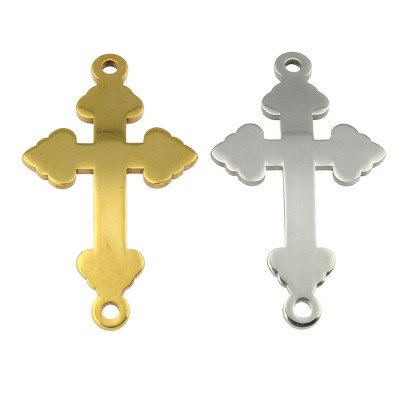 Curved cross connector, cloverleaf shoulder termination, surgical steel