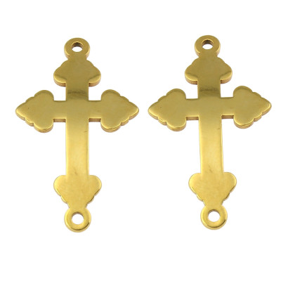 Curved cross connector, cloverleaf shoulder termination, surgical steel