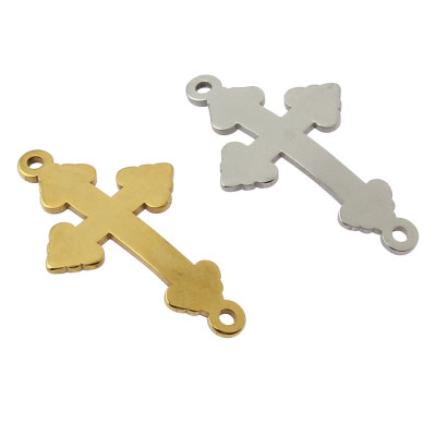 Curved cross connector, cloverleaf shoulder termination, surgical steel