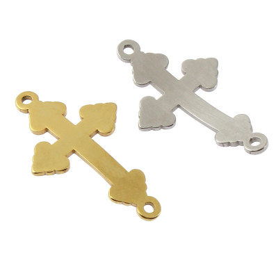 Curved cross connector, cloverleaf shoulder termination, surgical steel