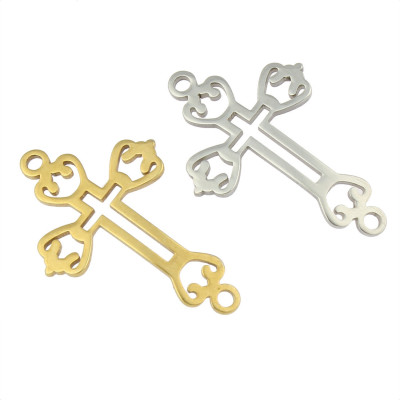 Curved cross connector carved trefoil arm termination