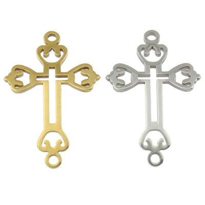 Curved cross connector carved trefoil arm termination