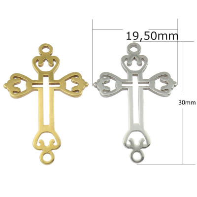 Curved cross connector carved trefoil arm termination