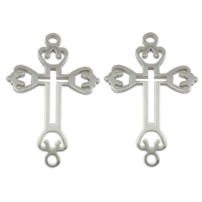 Curved cross connector carved trefoil arm termination