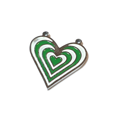 Konektor srdce se zeleným emailem chirurgická ocel