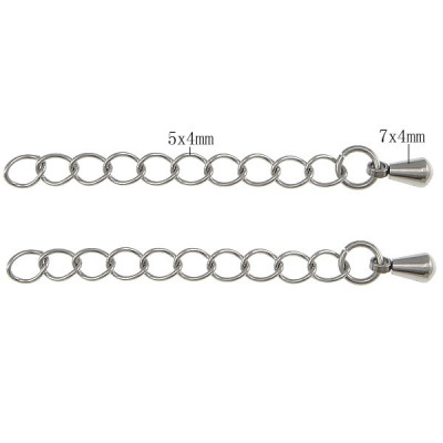 Adjusting chain with decorative ending in surgical steel