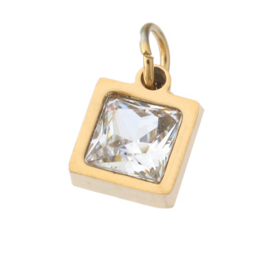 Přívěsek čtverec s bílým kamenem chirurgická ocel