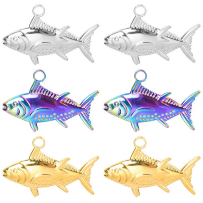 Tuna pendant three color variants surgical steel