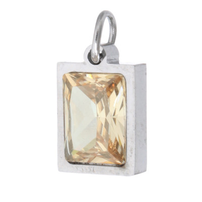 Rectangular pendant with colored stone, surgical steel