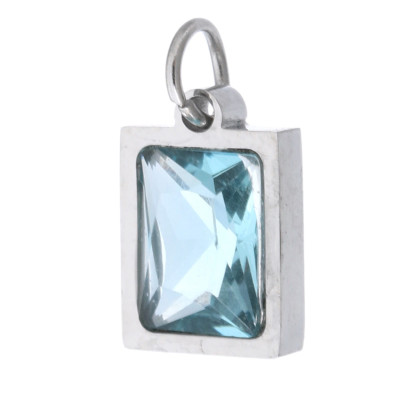 Rectangular pendant with colored stone, surgical steel