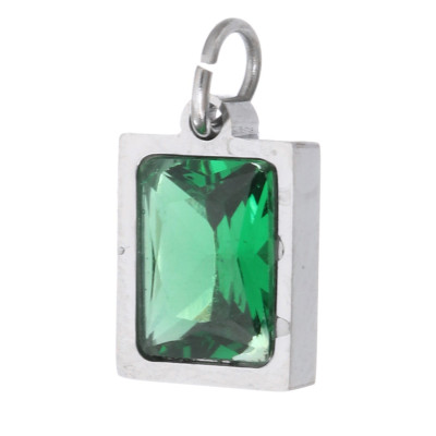 Rectangular pendant with colored stone, surgical steel