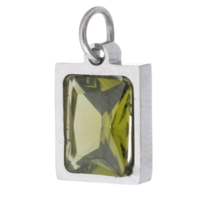 Rectangular pendant with colored stone, surgical steel