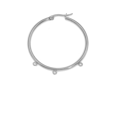 Hoop earrings with 3 eyelets, surgical steel