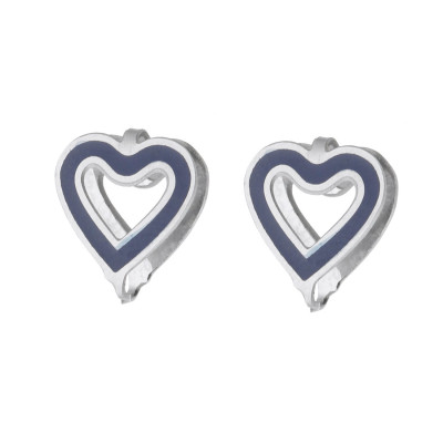 Heart shell with colored enamel, surgical steel